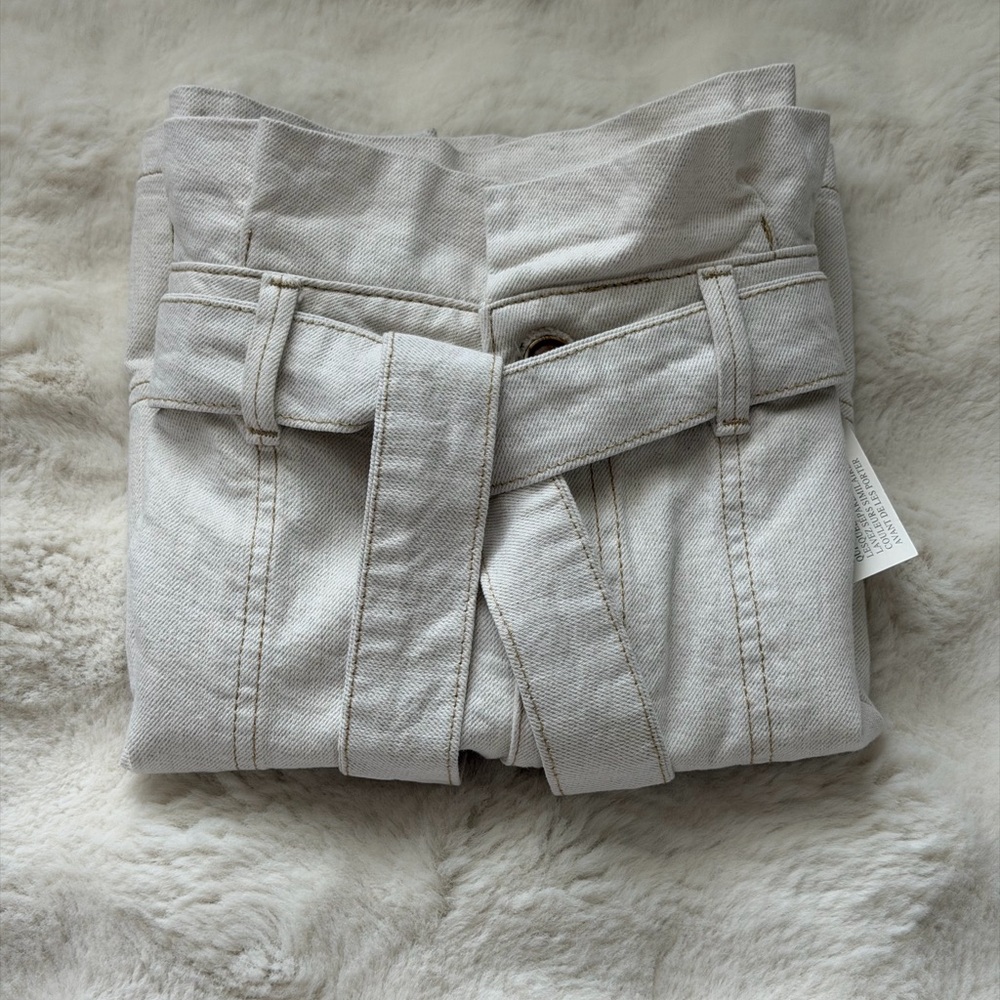 Free People Splendor In The Grass Light Oatmeal Paper - Bag Waist Mini Skirt-6/S - Picture 11 of 14